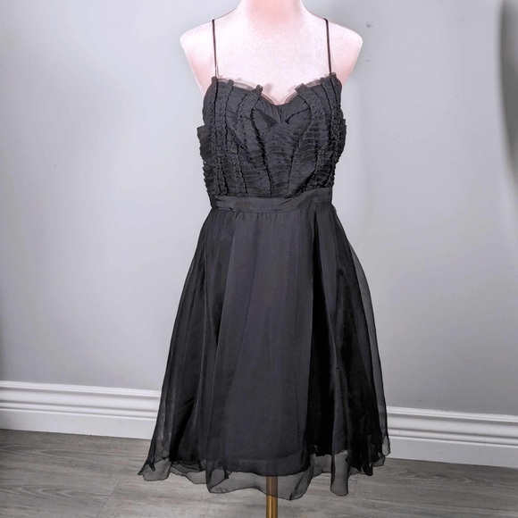 NWT Leon Max | Black Pleated Silk Sleeveless Dress - sz 8 - Picture 5 of 10